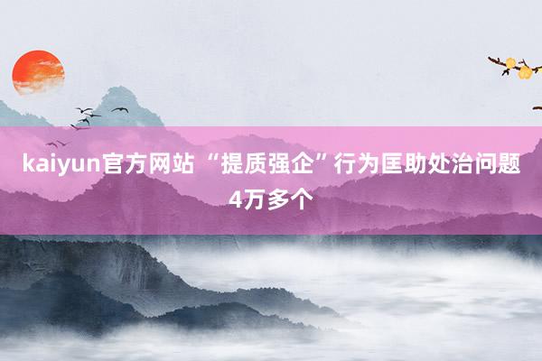 kaiyun官方网站 “提质强企”行为匡助处治问题4万多个