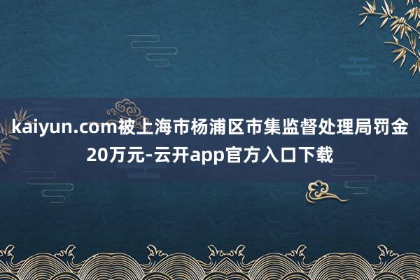 kaiyun.com被上海市杨浦区市集监督处理局罚金20万元-云开app官方入口下载