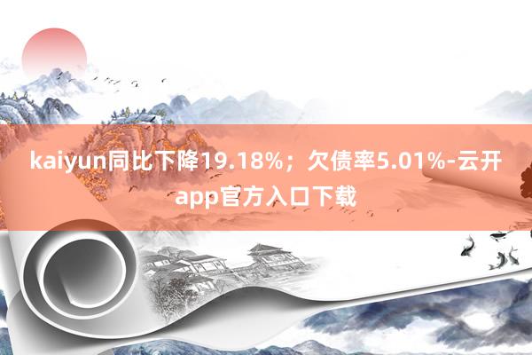kaiyun同比下降19.18%；欠债率5.01%-云开app官方入口下载
