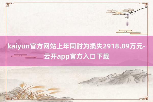 kaiyun官方网站上年同时为损失2918.09万元-云开app官方入口下载