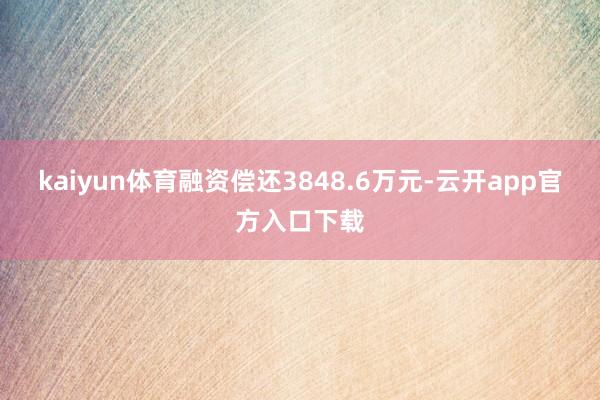 kaiyun体育融资偿还3848.6万元-云开app官方入口下载